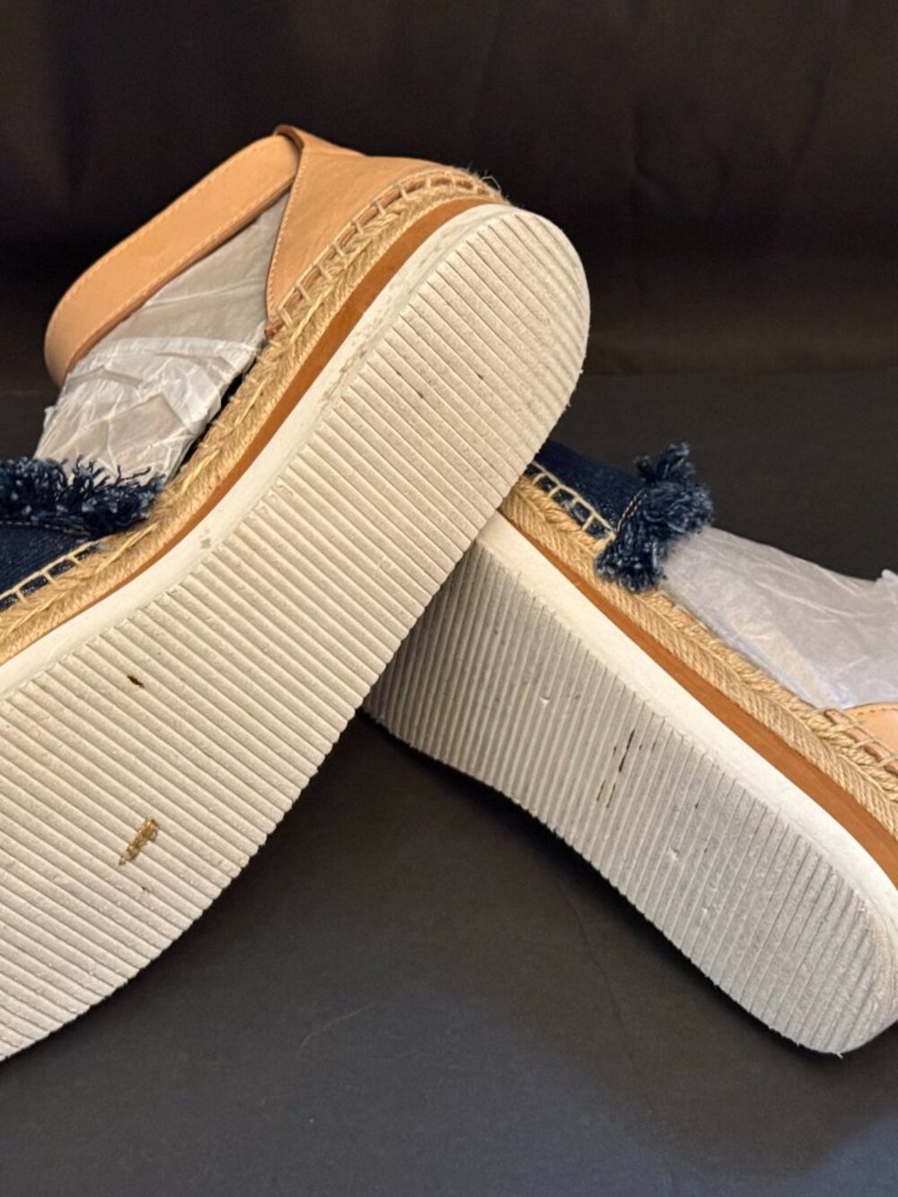 Authentic See by Chloé Denim Frayed Wedge Sandals (8) - Picture 13 of 14